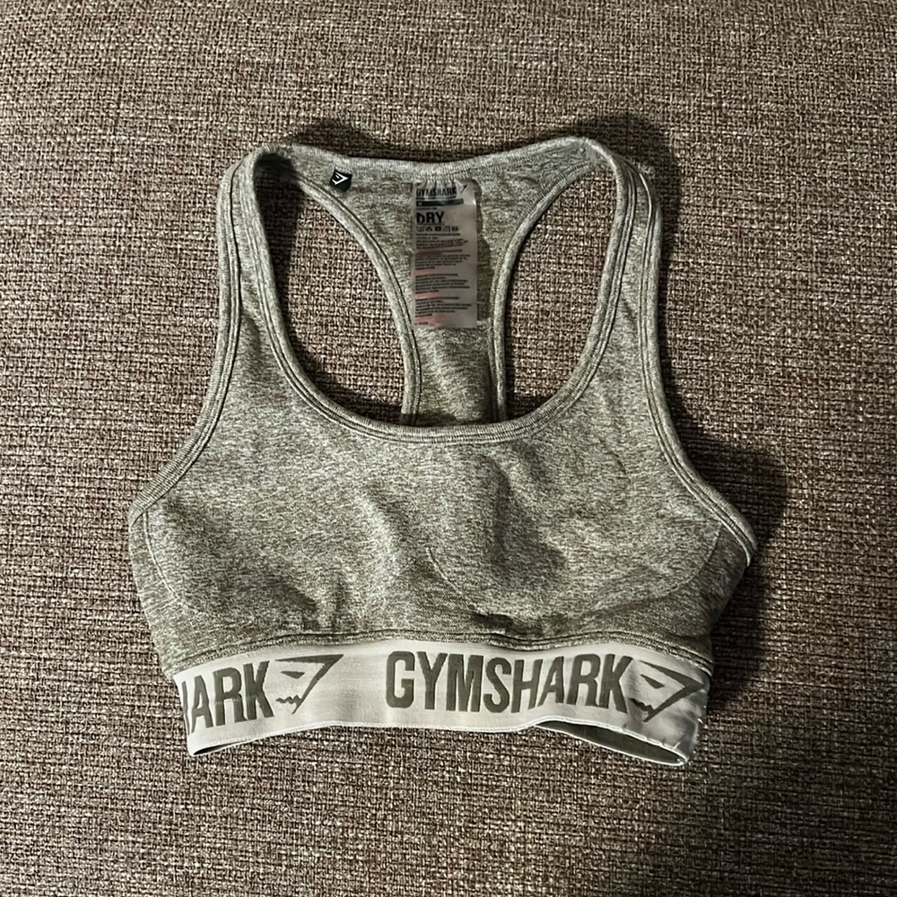 Army Green Heathered Gym Shark Sports Bra